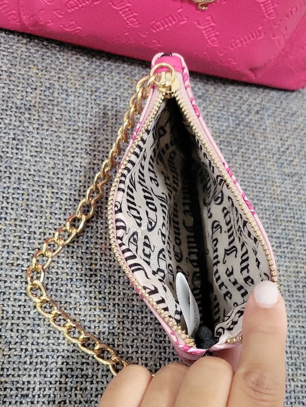 JUICY COUTURE 2pc Pull Out Pouch Satchel in Pink Flash/Duty Blush